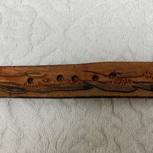 Leather belt engraved tooled dyed western cowboy horse theme (no buckle) unisex - Picture 9 of 17